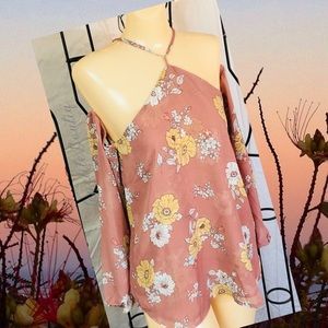 COLD SHOULDER AIRY PEACH BLUSH TONE SUMMER TOP